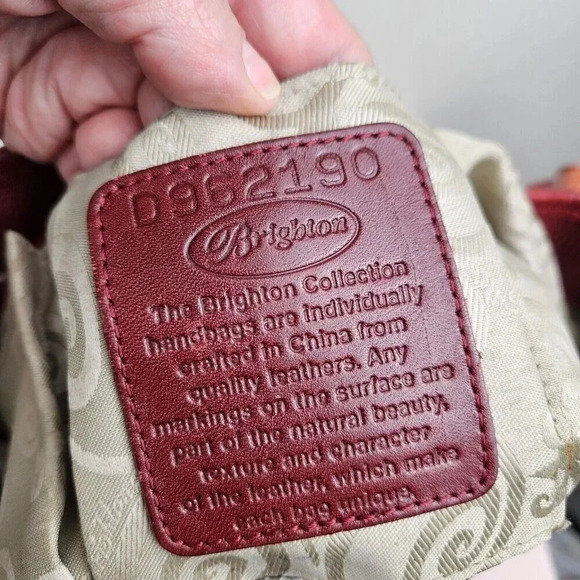 Brighton D962190 Red Canvas Heart Pattern Purse Handbag Shoulder Bag - Picture 8 of 9